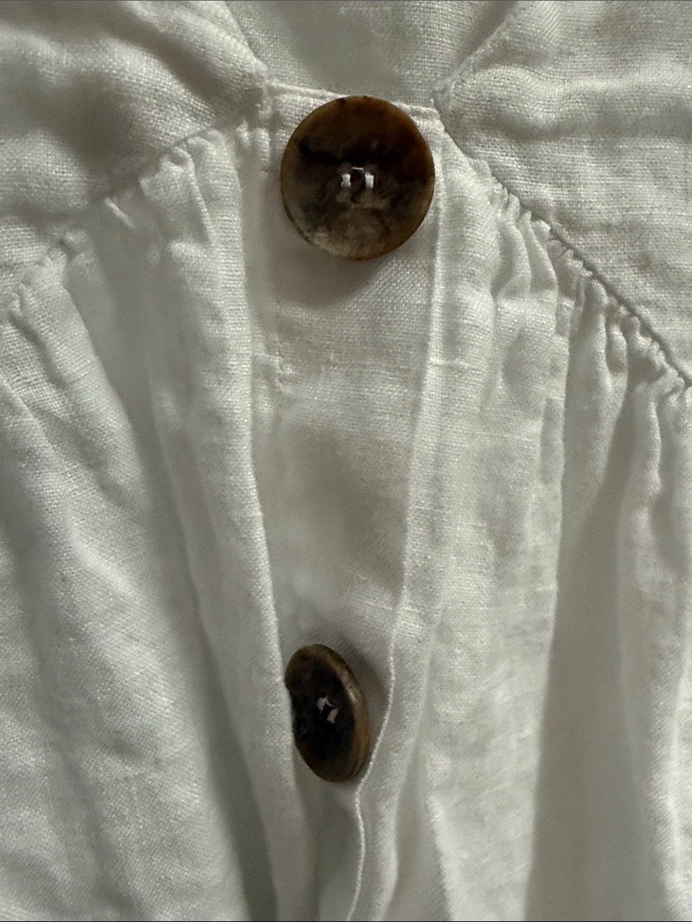 Zara White Linen-Blend Peplum Button Down Top - Picture 3 of 3